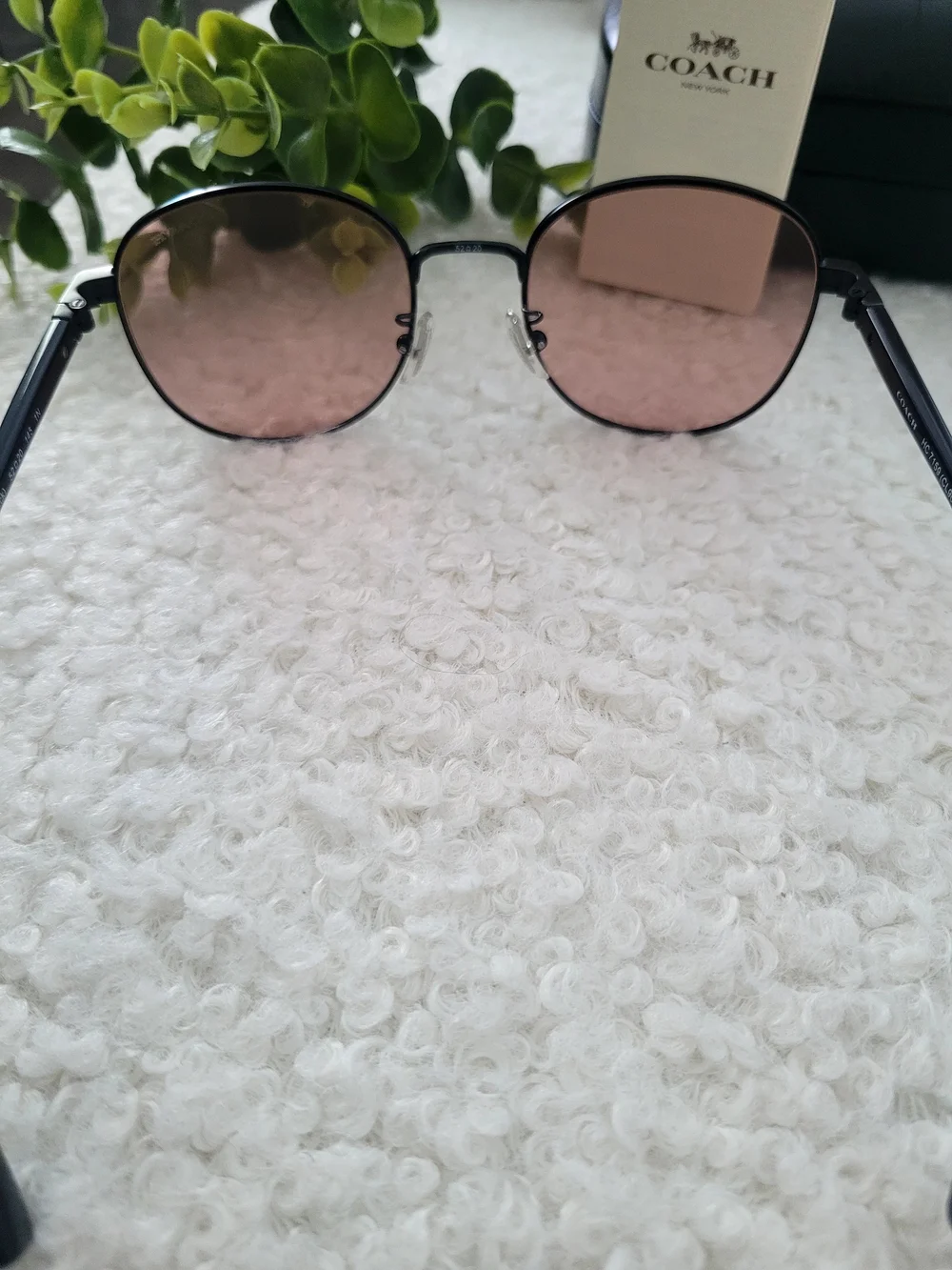 Coach Round Women's Sunglasses with Rose-Tint Lenses